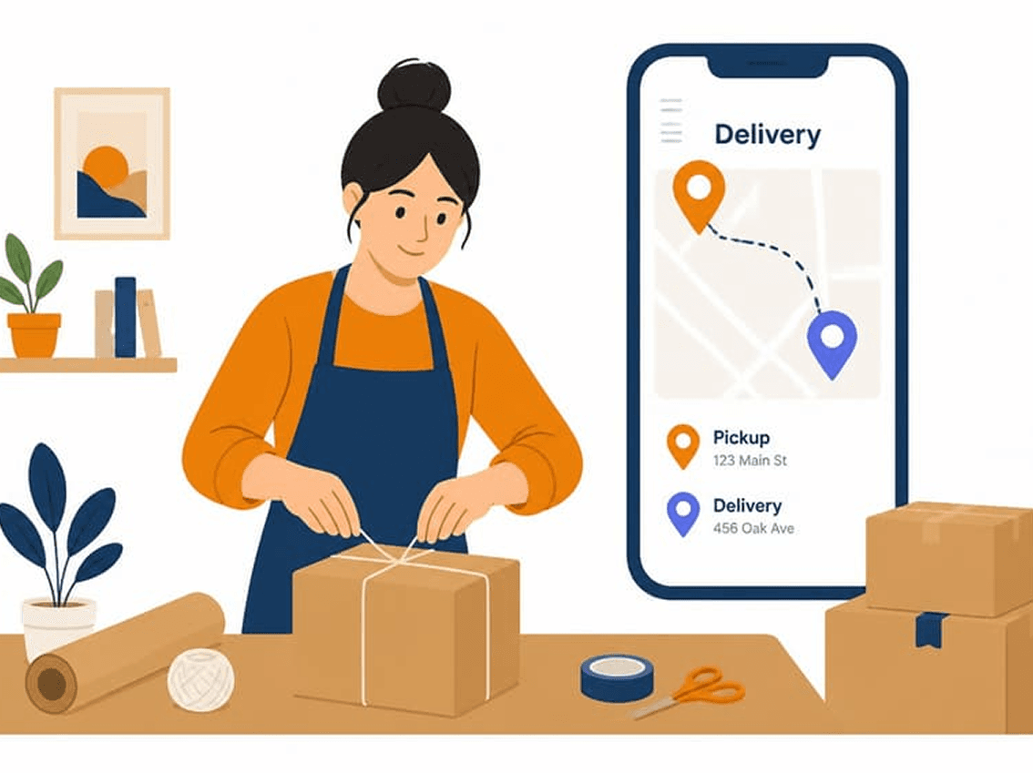 RideApack package delivery booking screen on a smartphone