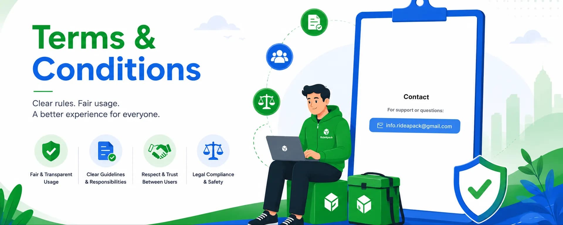 Terms and Conditions — clear rules, fair usage, and guidelines for RideApack users