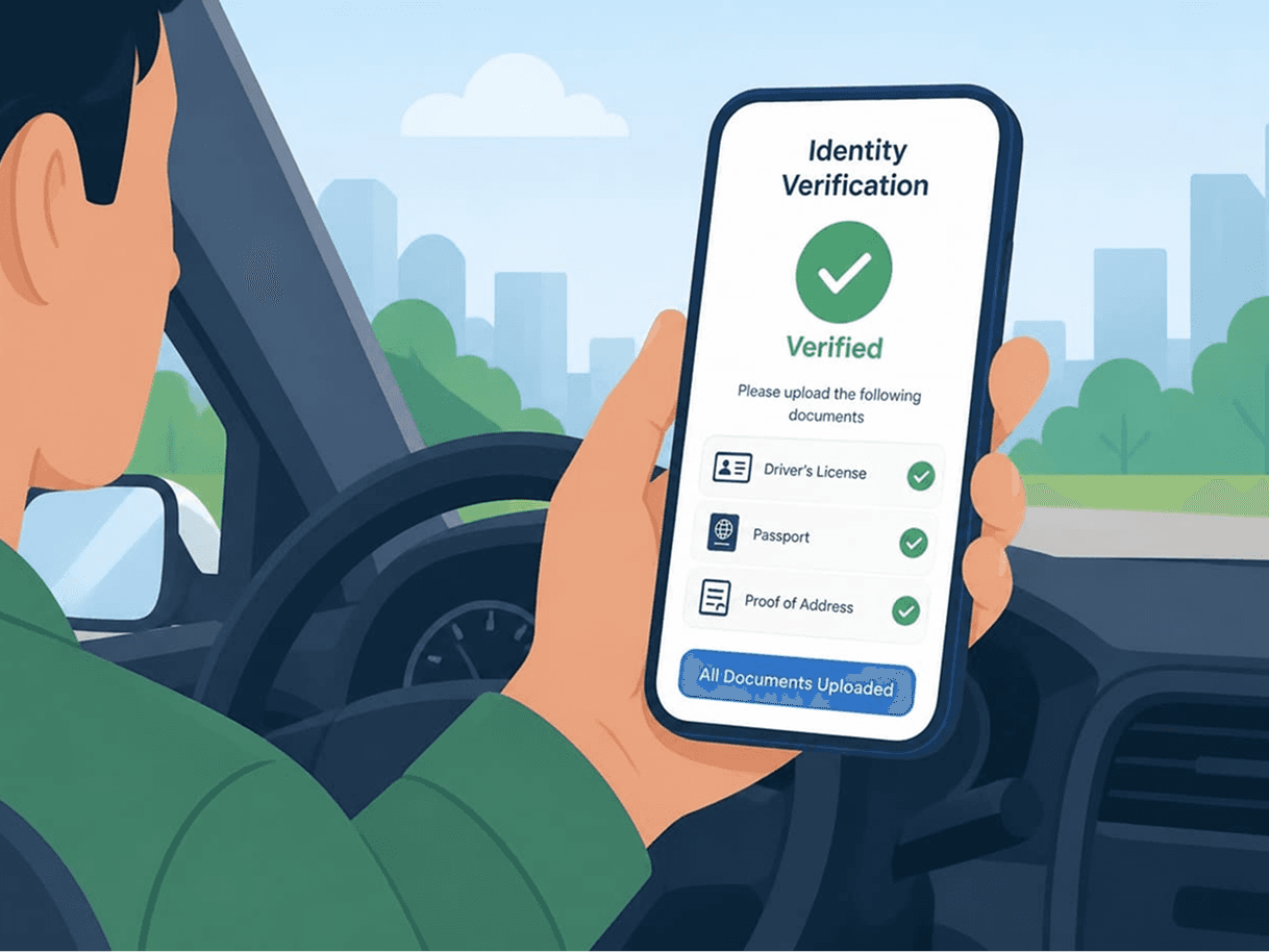 RideApack driver completing identity verification in the app