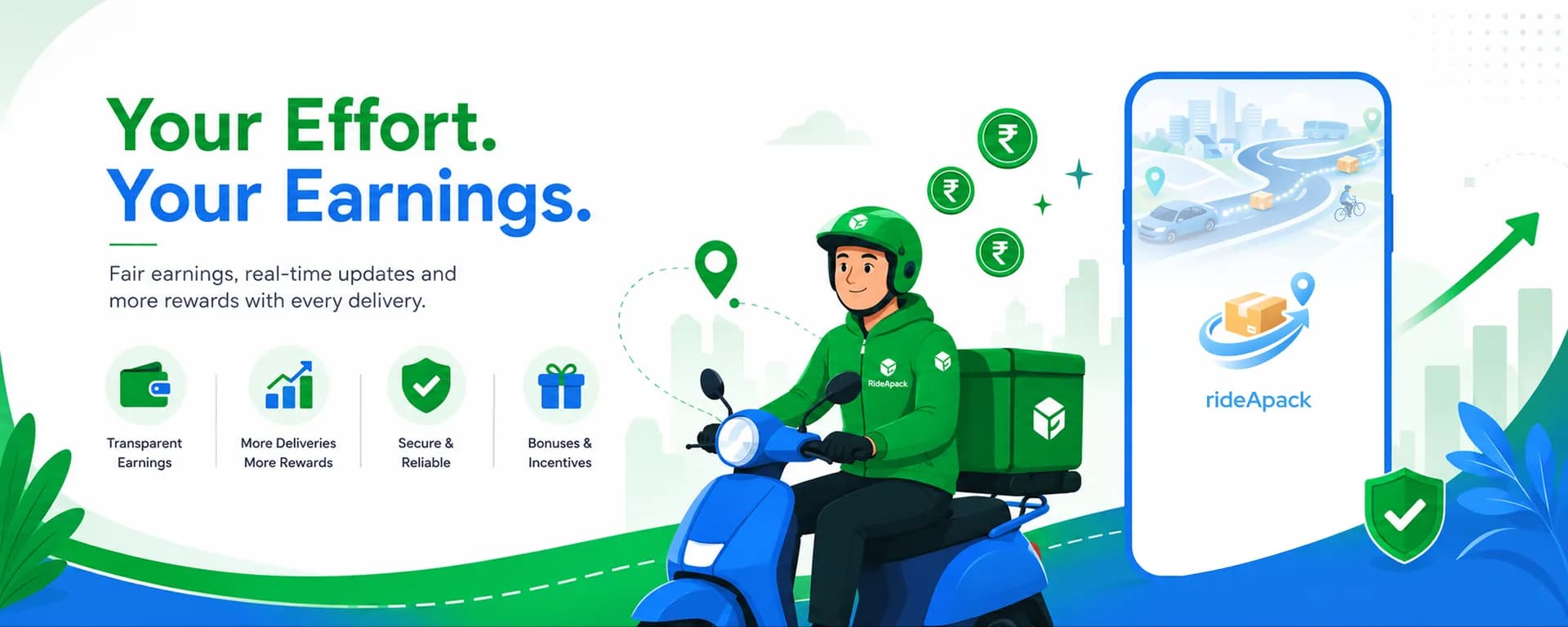 Your Effort. Your Earnings. — fair earnings, real-time updates and more rewards with every delivery